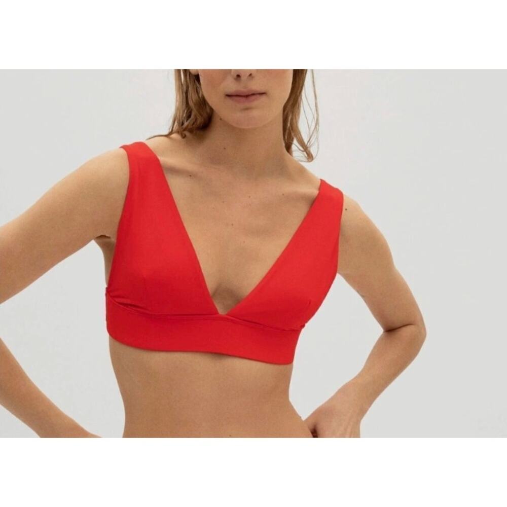 Everlane Womens The Triangle Bikini Top Bright Red XXL